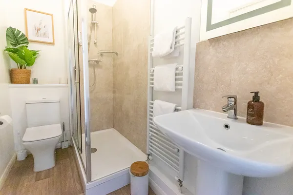 Shower room with toilet and sink