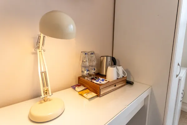 Hospitality tray on desk